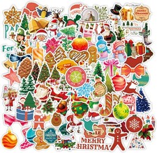 100PCS Christmas Theme Stickers, 4.7 x 3.9 x 0.5 inches, Red, Green, Yellow