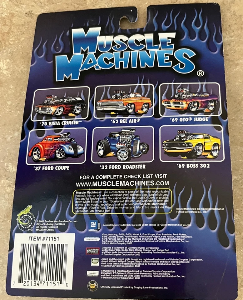 2003 Funline 1:64 Scale Muscle Machines Blue 1937 Ford Coupe [03-64] - Image 4 of 4