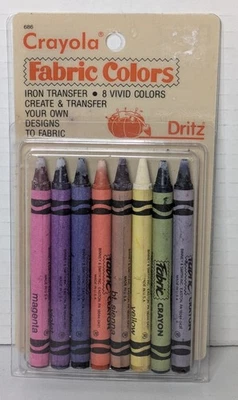 Vintage 1987 Dritz Crayola Fabric Colors 8 vivid colors UNOPENED - Iron Transfer - Image 1 of 4