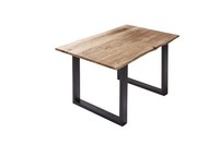 Esstisch Baumkante Massiv Akazie Naturfarben 120 X 80 Cm Schwarz U-Gestell Billy