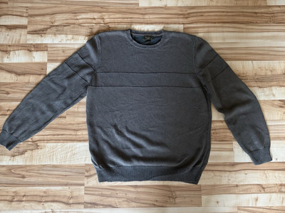 Eddie Bauer Herren Pullover L Grau Rundhalsausschnitt Baumwolle Feinstrick