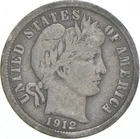 1912-P Barber Dime 90% Silver Average Circ *9499