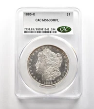 1885-O Morgan Silver Dollar MS63 DMPL CAC CACg *6818