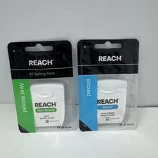 Reach Waxed Dental Floss, Mint and Unflavored Waxed Floss, 55 Yards Each