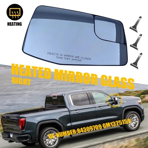 Passenger Mirror Glass Fits 2019-2023 Chevrolet Silverado 1500 GMC Sierra 1500 S