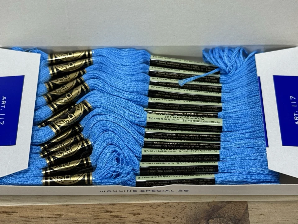 ✅2 Boxes ✅NEW ✅DMC 25 EMBROIDERY FLOSS ✅MOULINE ✅FRANCE ✅100% COTTON ✅#996 & 972 - Image 3 of 4