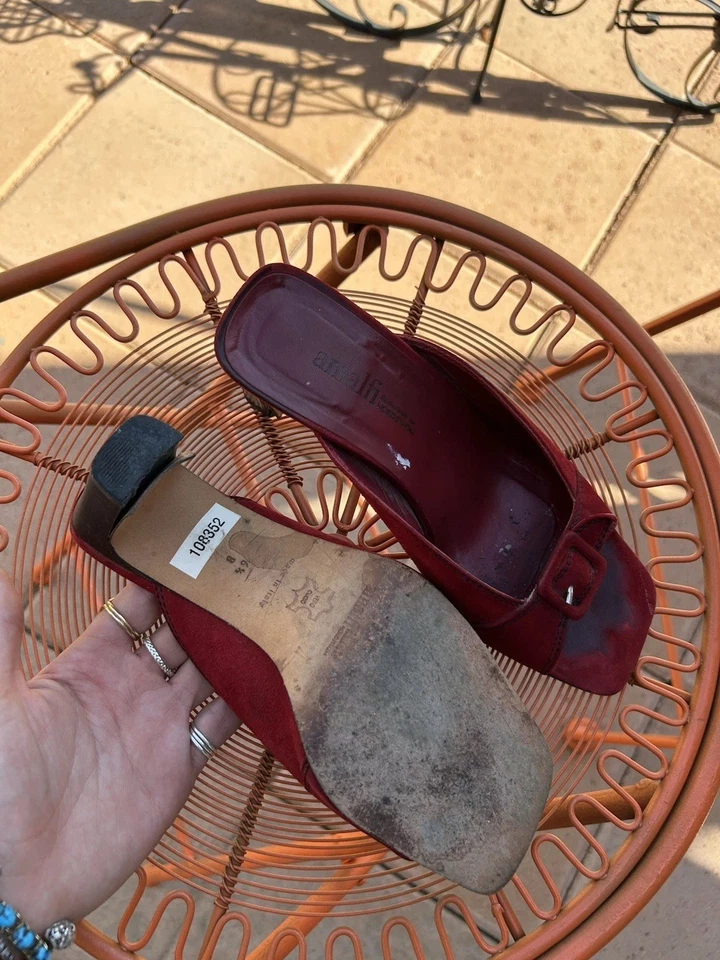 Tacones de gatito vintage MCM rojo con hebilla Amalfi talla 6,5 Foto 3 de 4
