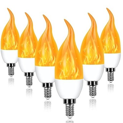 E12 LED Flickering Candelabra Flame Effect Light Bulbs - Upgrade Flicker 6