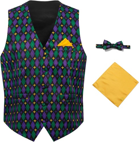 Karneval Weste Set für Herren, Erwachsene Medium, Diamant