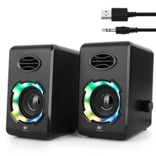 OROW Computer SpeakersUSB Powered Desktop Speakers with 6 Lights ModesBluetoo...