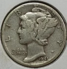 1943-D MERCURY 90% SILVER DIME (Very Fine Details)
