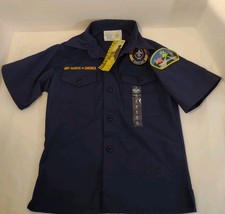 NWT Boy Scouts Of America Shirt Boys Youth S Blue Button Up Flag Uniform USA