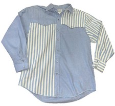 H BAR C California Ranch Ware Shirt Pearl Snap Long Sleeve Stripe Medium VTG 90  