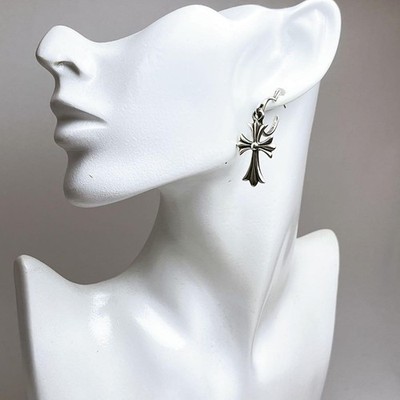 Chrome Hearts Tiny CH Cross Hoop Earrings 925 Silver 14K Gold Post