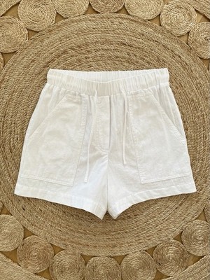 Stradivarius Shorts aus Baumwolle Sommershorts Stoffshorts High Waist weiß Gr. S