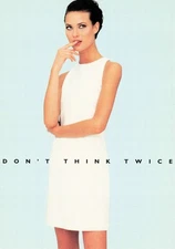 Think INC Concepts Vintage Ad Postcard Beautiful Woman White Dress