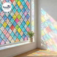 Window Privacy Film Stained Glass Window Clings 3D Rainbow Film for Glass Door D