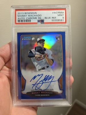 2013 BOWMAN CHROME MANNY MACHADO ROOKIE AUTO BLUE REFRACTOR  PSA 9