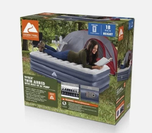 Ozark Trail Twin Air Mattress, Air Bed with Pump, 18" Inflatable Blow Up Bed