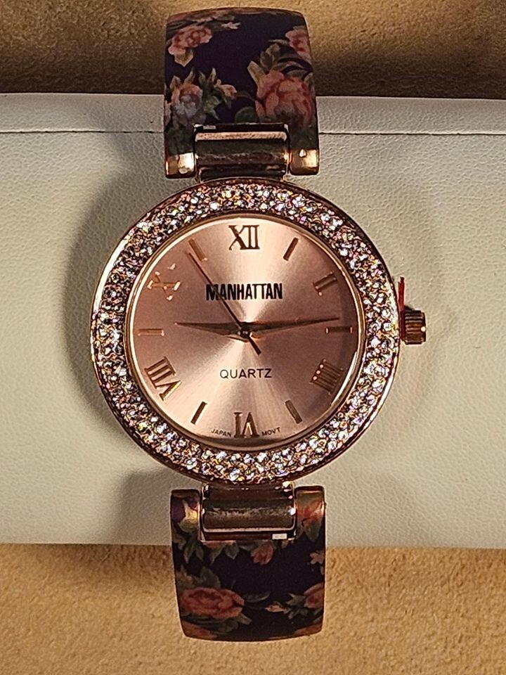 NIB Womens Croton Manhattan Watch with Bronze Tone Rhinestone Bezel NIB Womens Croton Manhattan Watch, Bronze | Mercari main image 4