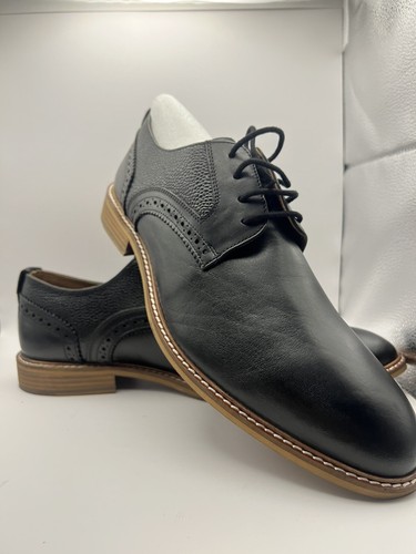 NWB Thomas & Vine Mens Clayton Plain Toe Brogue Derby Shoe 11 Round Toe Black - Picture 11 of 11