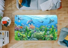 3D Underwater Coral Dolphin NAO9487 Game Rug Mat Elegant Photo Carpet Mat Fay
