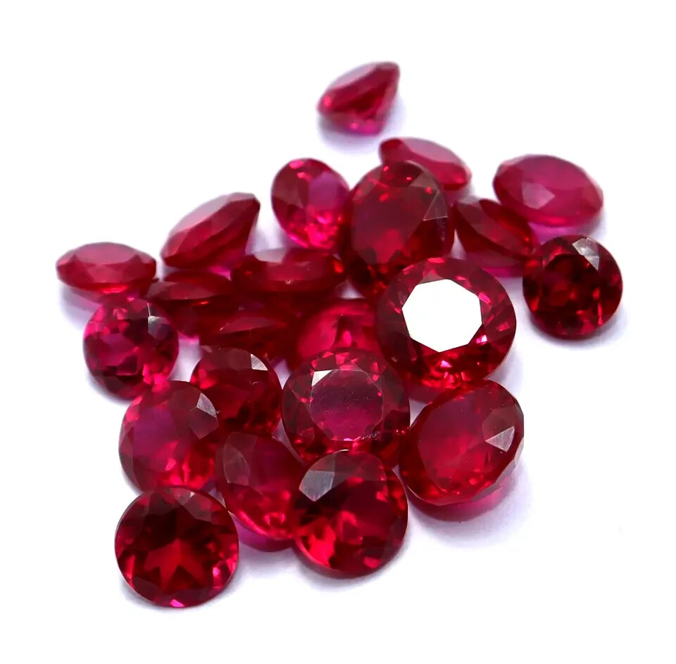 Red Ruby Natural 80 Ct 7-9 Piece Round Cut Faceted Certified