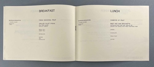 QANTAS VINTAGE AIRLINE MENU LONDON - BAHRAIN - SINGAPORE - SYDNEY QF 2 AUSTRALIA - Picture 3 of 3