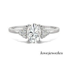 Lab-Created 3CT Oval Cut Diamond 14K White Gold Finish Engagement Wedding Ring