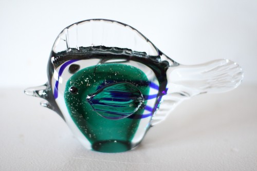 Murano Italian Art Glass -Sculpture or Figure - Amazing BLUE & GREEN FISH - Picture 6 of 7