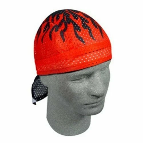 Banda para sudar roja negra con llamas ventiladas Durag Head Wrap gorra de motociclista bandana malla Foto 2 de 2