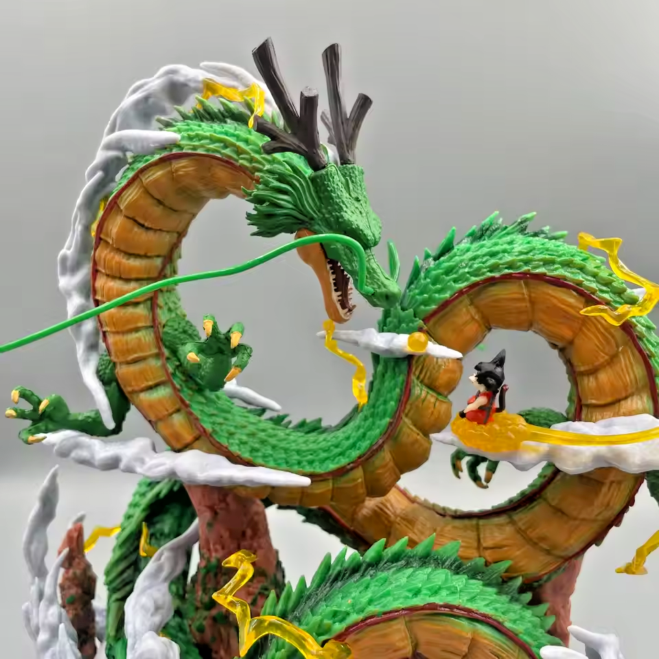 Set di statuette Shenron in resina Shenlong Statua 3,5 cm sfere di cristallo e supporto con confezione regalo per decorazione della casa