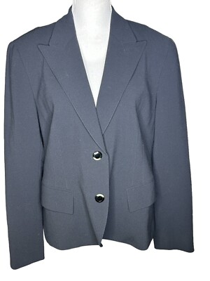 Lafayette 148  Suit Blazer Jacket Wool Stretch Black 2 Button Sz 14 Capsule