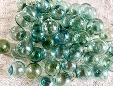 Vintage Japanese Glass Fishing Floats Set (Blue & Green) - 2"-2.8" (12 pcs)