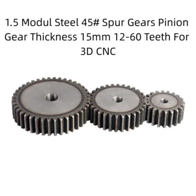 1.5 Modul Steel 45# Spur Gears Pinion Gear Thickness 15mm 12-60 Teeth For 3D CNC - Bild 1 von 4