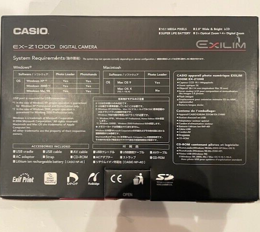 Casio EXILIM ZOOM EX-Z1000 10.1MP Digital Camera - Silver for sale