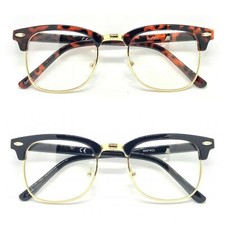 New Fashion Clear UV Lens Retro Fashion Malcolm X Half Frame Flash Sunglasses