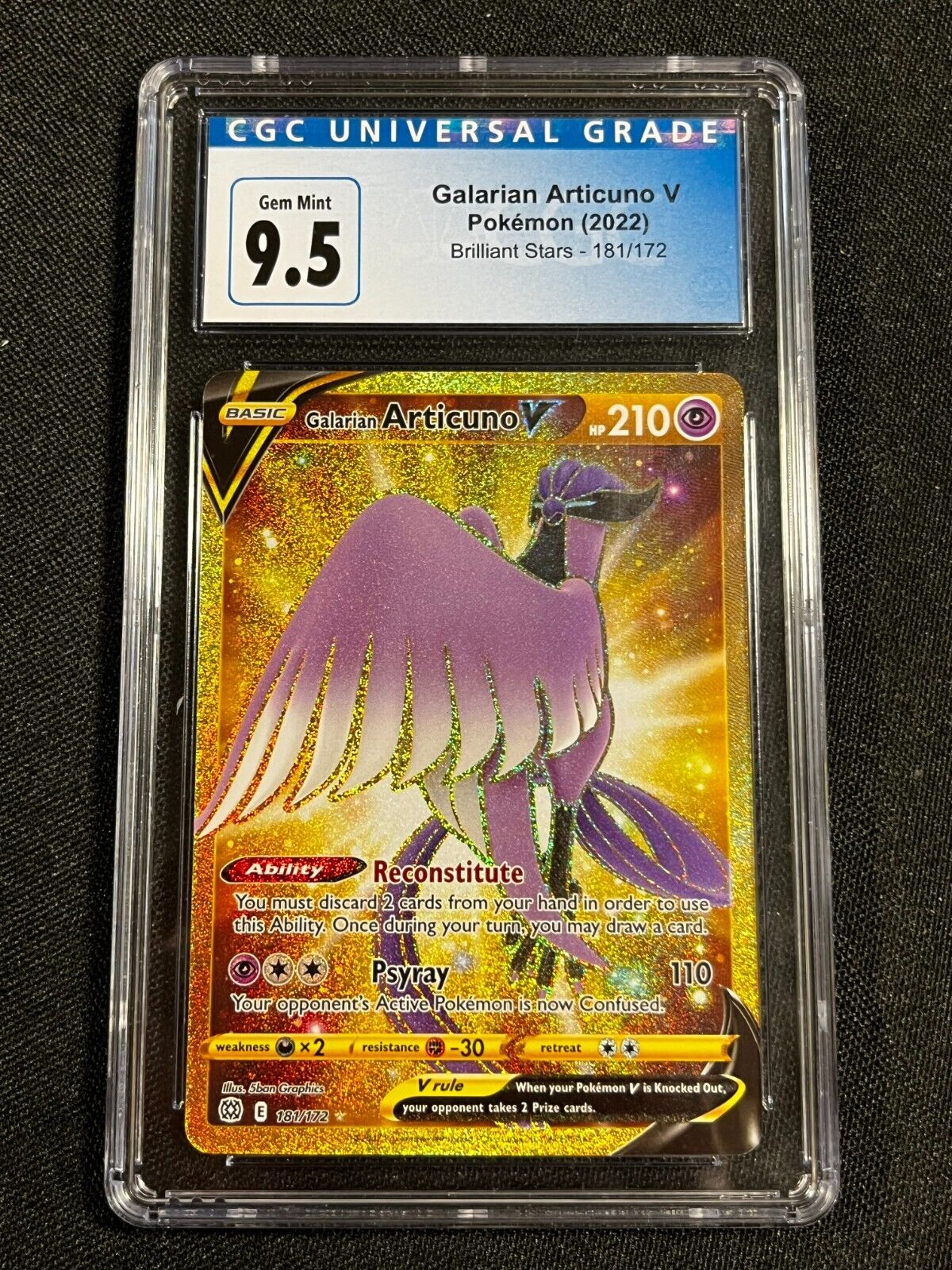 Galarian Moltres V CGC 9 Holo (0073) 183/172 - Pokemon Graded