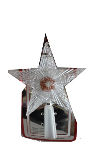 6" Light Up Clear Star, Light Weight, battery operated, Christmas Tree Topper - 第 2/10 張圖片