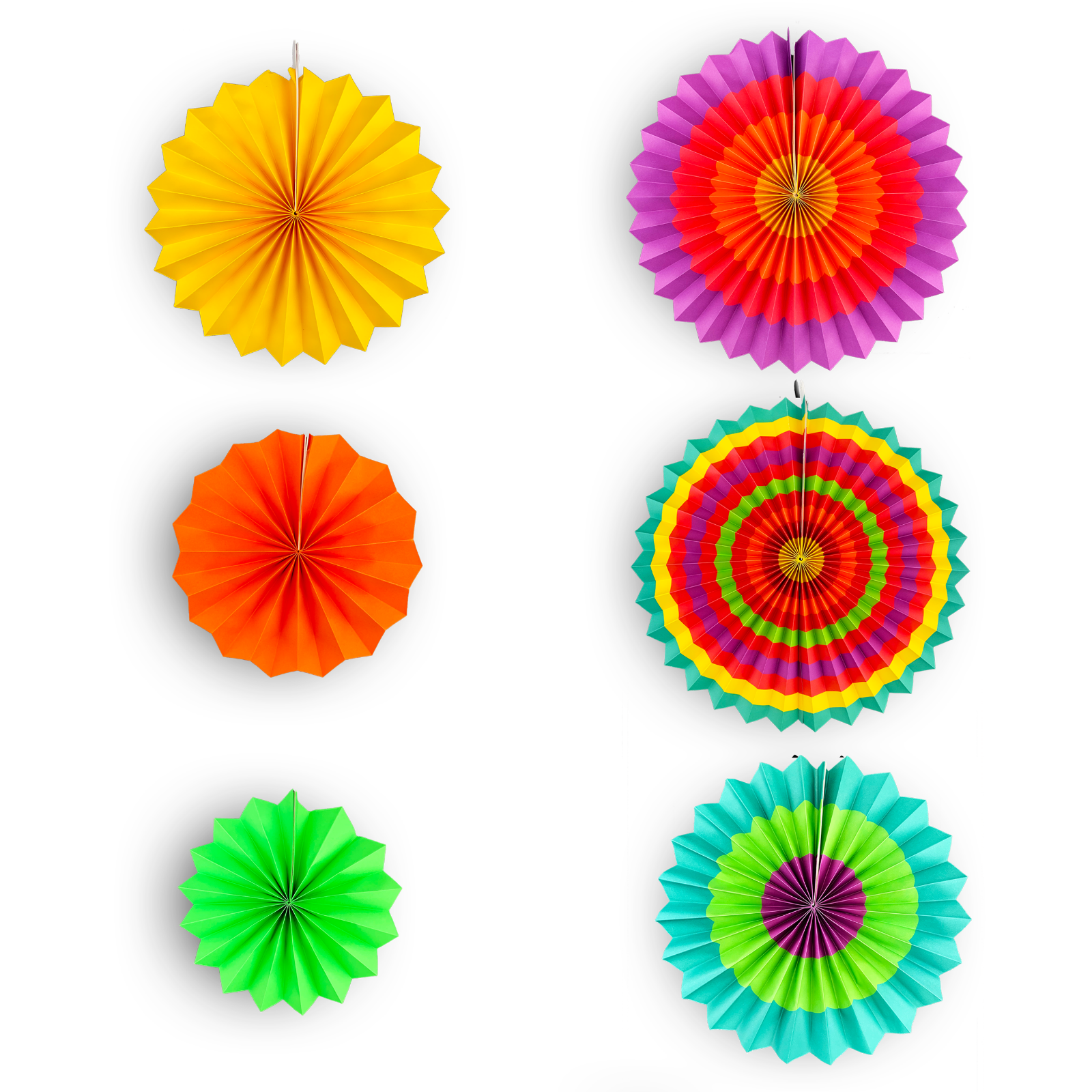 Fiesta Paper Fan Decoration 6 Colorful Fans Southwestern Cinco de Mayo