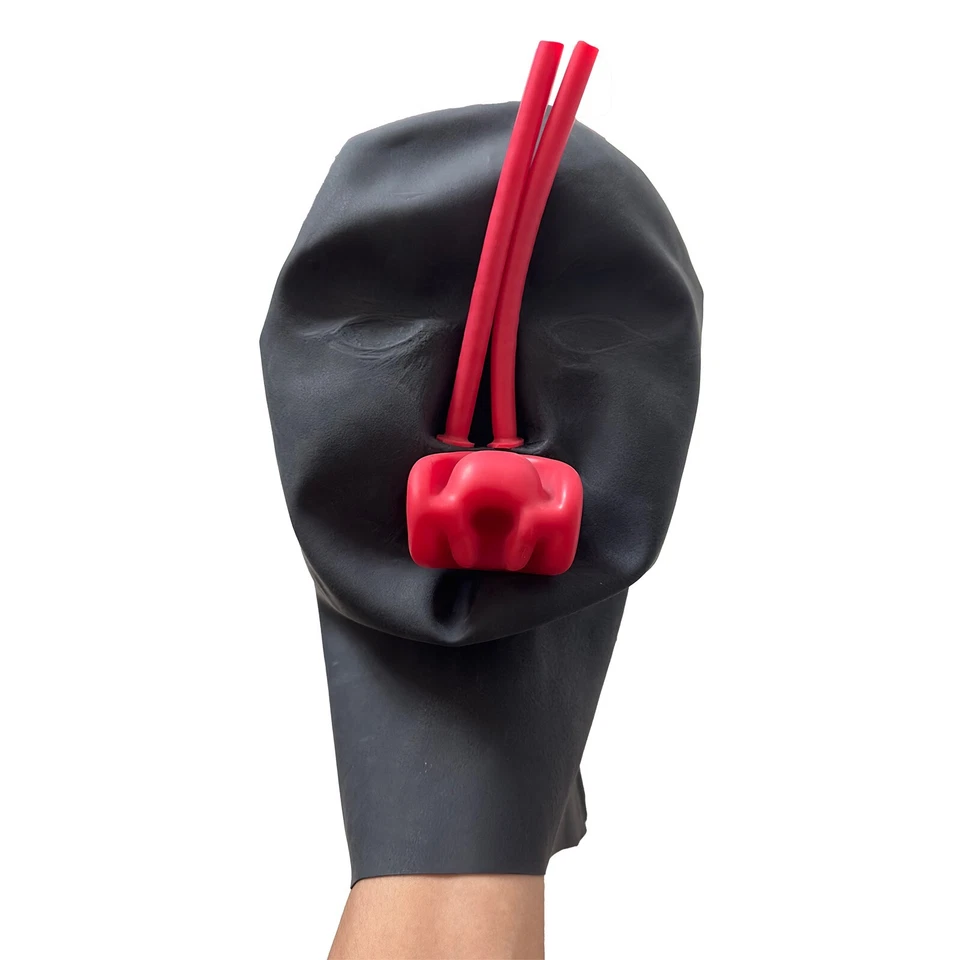 Capucha de goma látex interior tubo largo Gimp boca vaina fetiche máscara masculina Foto 4 de 4