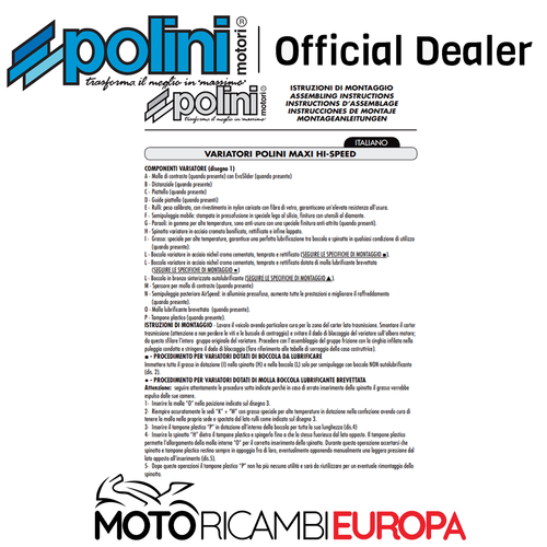 241.712 KIT VARIATORE POLINI PER HONDA PCX 150 Euro 4 dal 2018 -> MAXI HI-SPEED - Imagen 5 de 7