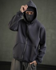 Ninja hoodie full Zip up hoodie Balaclava Hoodie Black  Gray hoodie