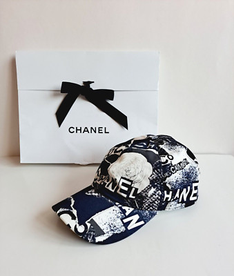 New Chanel 100% Cotton Coco Roses Print Cap Hat Navy Black White COCO Dad Hat – Liberato Stilè main image 3