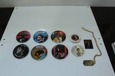 Vintage Elvis Pin Back Button Collection + Dog Tag Pendant Lot of 10 Items
