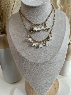 Elegant & Delicate White Flower Charm Necklace: Bridal Fairycore Necklace