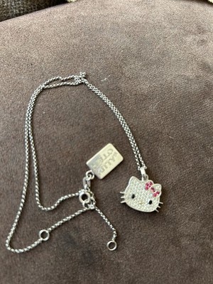 Hello Kitty Vintage Diamonique 925 Sterling Silver Pendant Necklace
