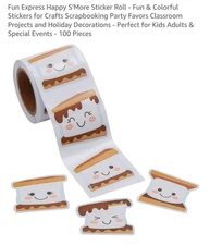 Fun Express S'More Sticker Roll - One Size White Brown