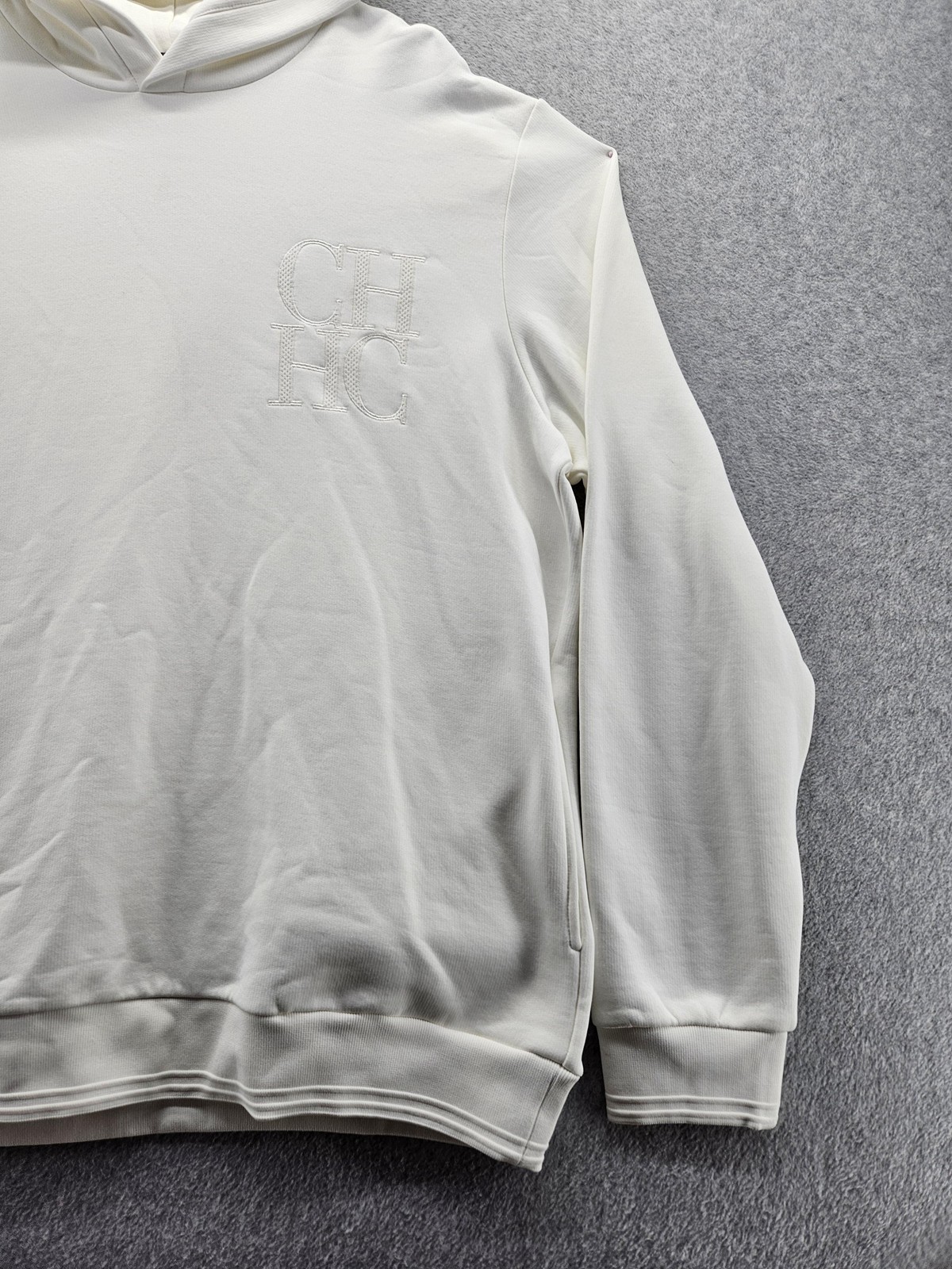 Carolina Herrera Hoodie Sweatshirt Mens 2XL White Pullover CH HC Logo Fleece image 4
