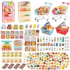 196Pcs Mini Shopping Cart Basket Trolley Grocery Game Model Miniature Drink B...